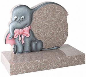 Granite Xiam Pink Children's Headstone with Elephant