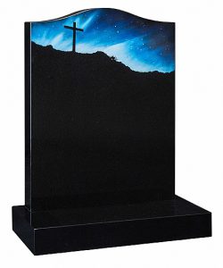 Religious Black Granite Headstone - 16001