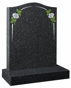Flint Grey Granite Headstone with Flowers - 16023