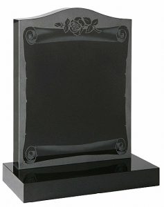Black Granite Headstone with Scroll - 16021