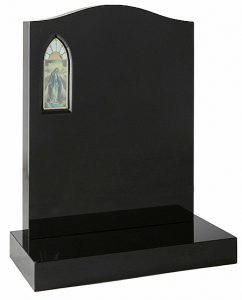 Religious Granite Black Headstone - 16008