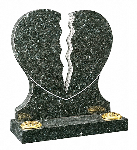 Granite Emerald Pearl Broken Heart Headstone - 16112