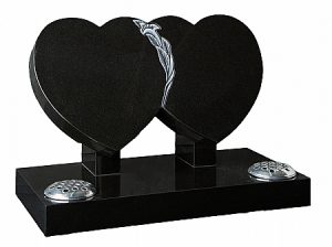 Granite black Double Heart Headstone - 16106