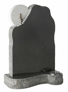 Granite Dark Grey & Crystal White Headstone with Figure - 16134