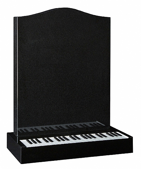 Granite Black Headstone with Piano Keys - 16147