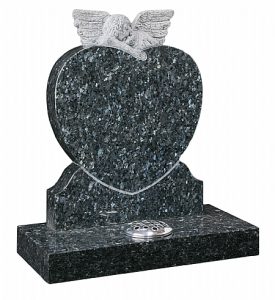 Granite Blue Peal Heart Shaped Children's Headstone with Angel - 16159