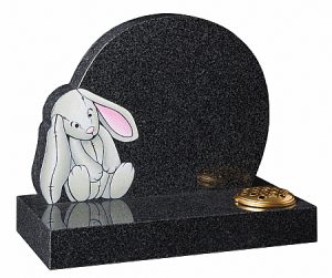Granite Flint Grey Children's Headstone with Teddy Rabbit - 16176