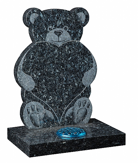 Granite Blue Pearl Children's Headstone with Bear - 16182