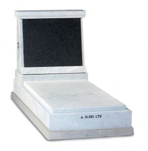 White Marble & Dark Grey Granite Jewish Headstone - ES4B