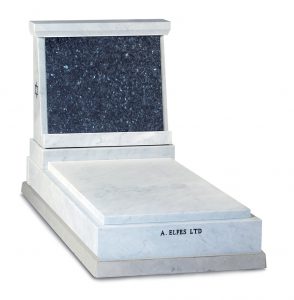 White Marble & Blue Pearl Granite Jewish Headstone - ES4C