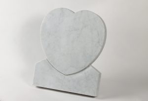 White Marble, Heart Shaped Jewish Headstone - T3